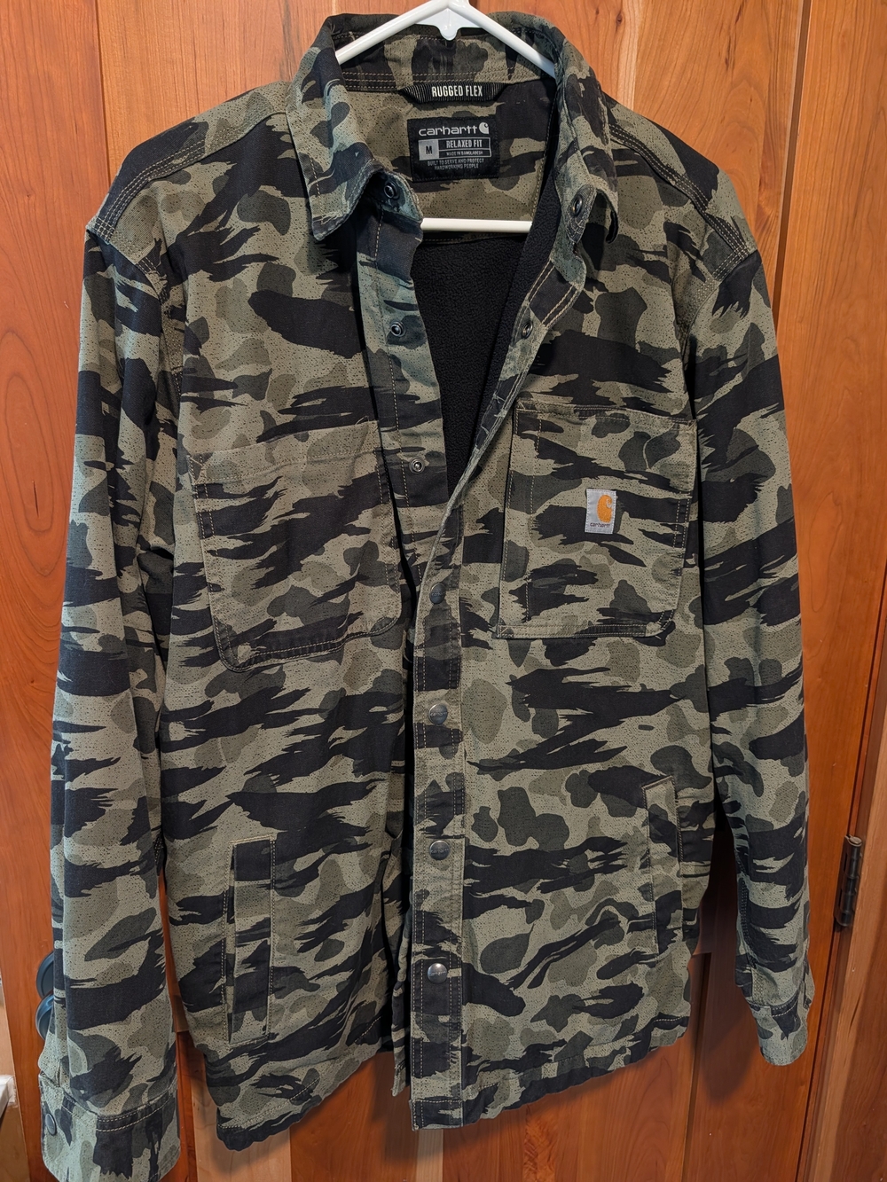 Carhartt Men's Camo Button-Front Work Shirt Jacket - Olive & Black